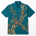 Modern Batik Floral Short-Sleeve Button-Down New