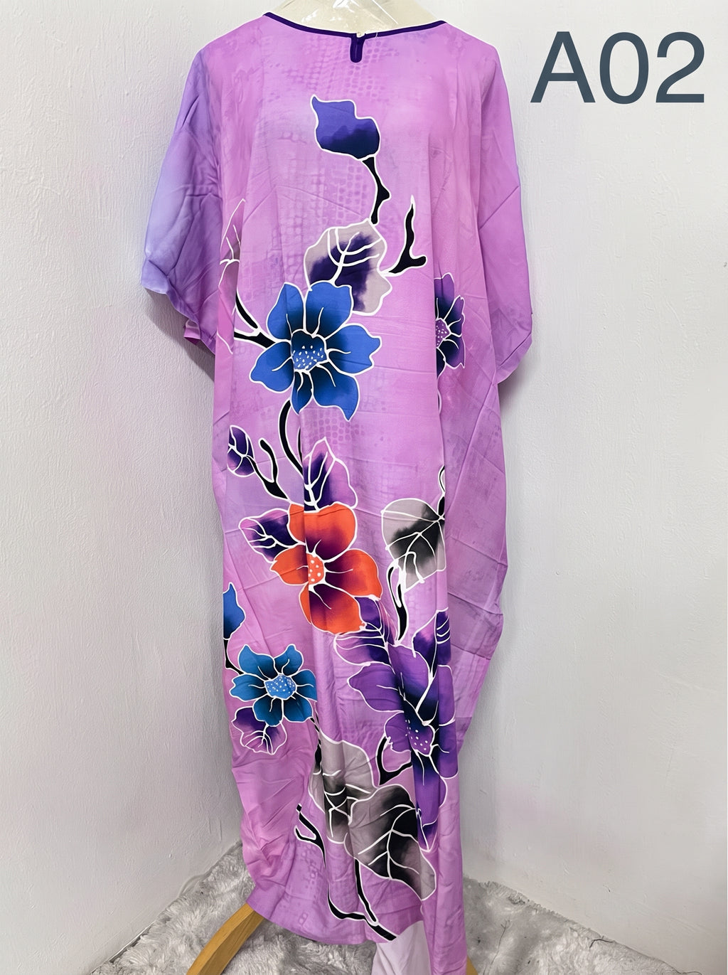 Women's 100% Cotton Terengganu Batik Kaftan – Breathable Long Loungewear & Sleepwear